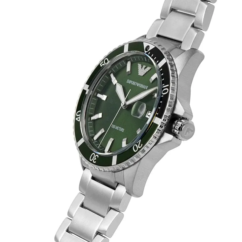 Emporio Armani Diver Green Dial Men's Watch | AR11338